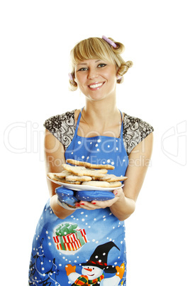 Young woman prepared cookies for Xmas