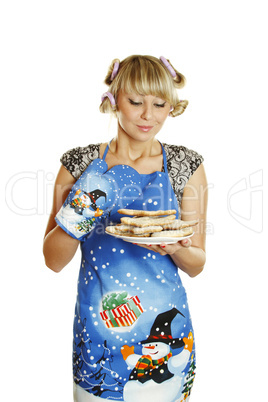 Young woman prepared cookies for Xmas