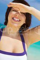 happy woman on the beach