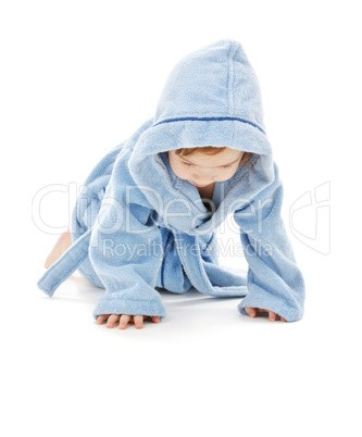 baby boy in blue robe