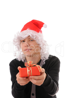 teenager in a hat santa