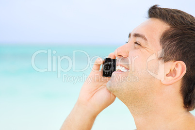 happy man with cell phone