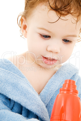 baby boy with toy hair dryer