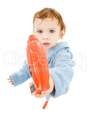 baby boy with toy drill