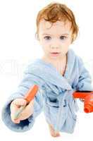 baby boy with toy tools