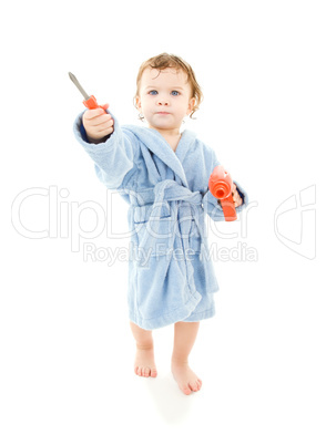 baby boy with toy tools