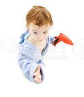 baby boy with toy drill