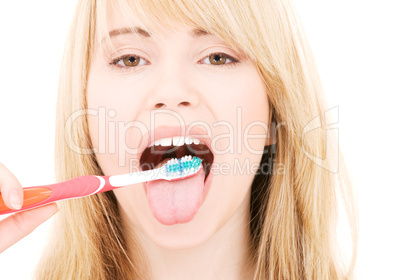 happy girl with toothbrush