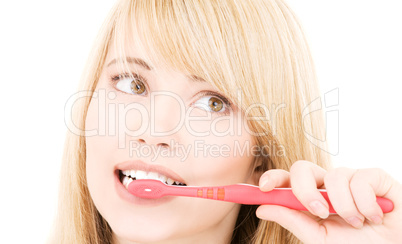 happy girl with toothbrush