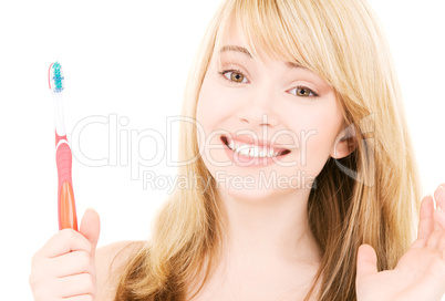 happy girl with toothbrush