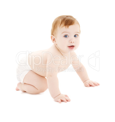 crawling baby boy in diaper