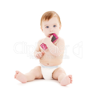 baby with cell phone