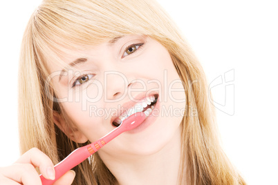 happy girl with toothbrush