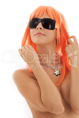 girl in shades with orange hair