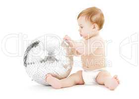 adorable baby boy with big disco ball