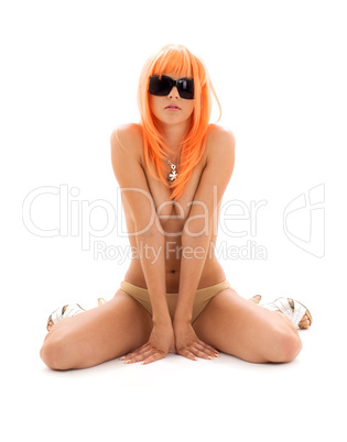 girl in shades with orange hair