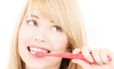 happy girl with toothbrush