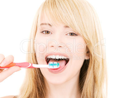 happy girl with toothbrush