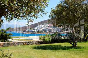 View on the beach of  luxury hotel, Crete, Greece