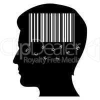 man's mind with barcode