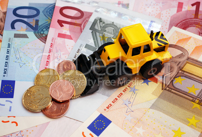Euro Cash and Banking Concept - Geld schaufeln