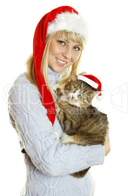 Girl and "Santa" cat