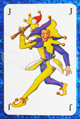 Joker yellow purple - Joker auf blauem Hintergrund