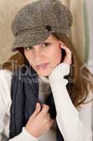 Portrait of fashion model wearing cap
