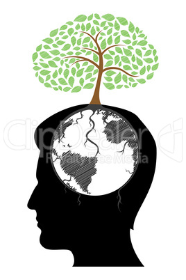 man's mind with tree