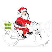 santa on cycle wishing merry christmas