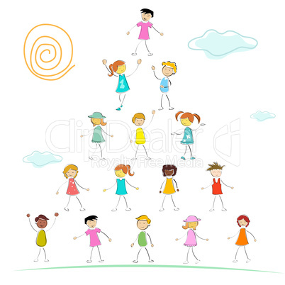 kid forming a pyramid