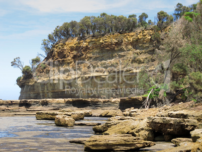 cliffs, sea, ocean, and weathered sandstone