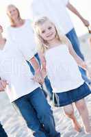 Adorable Little Girl Walking With Her Family