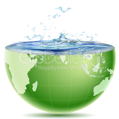globe core with water splashing out