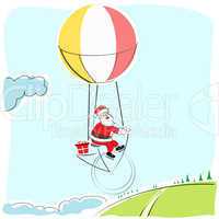 santa flying in parachute