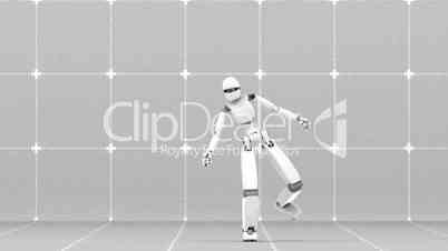 Crazy dance of white futuristic robot - Part 1 of 3