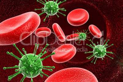 Blood cell with virus