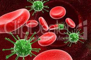 Blood cell with virus