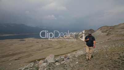 Mountain Hiking in Mongolian Altai at Khoton Nuur lake