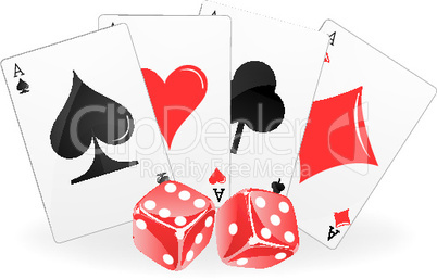 playing card with dice