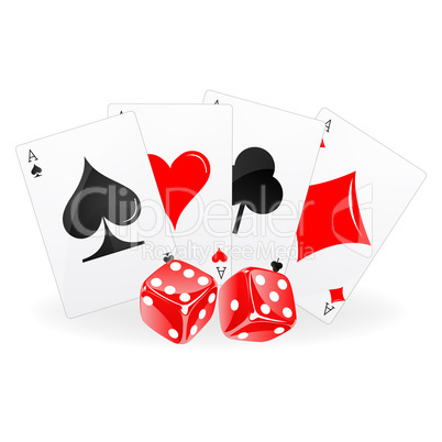playing card with dice