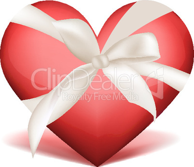 heart with ribbon on white background