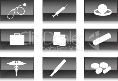 medical icons on white background