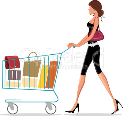 shopping lady with trolley