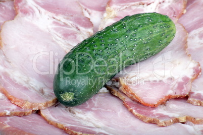 cucumber on ham meat