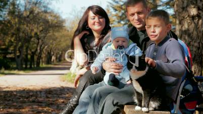 Young Family and cat