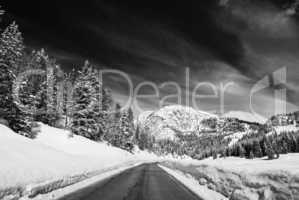 Snow on the Dolomites Mountains, Italy