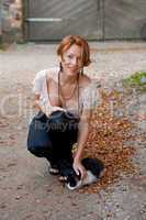 Beautiful woman with cat