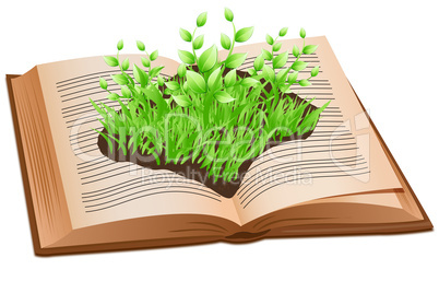 grass on open book