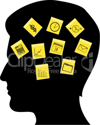 business man's mind on white background